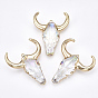 Гальваническое стекло большие подвески, с железной фурнитурой, цвет AB, форма головы быка, ясно AB
