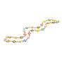 Enamel Flower Link Chains Necklace, Golden Plated 201 Stainless Steel Jewelry for Women