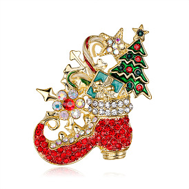 Christmas Boot Pin Brooch - Fashionable and Delicate Rhinestone Christmas Brooch - Versatile Christmas Accessories.