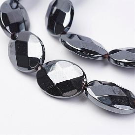 Non-magnetic Synthetic Hematite Beads Strands, Faceted, Flat Oval
