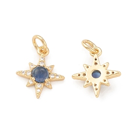 Eco-Friendly Brass Micro Pave Cubic Zirconia Charms, with Jump Ring & Glass, Lead Free & Cadmium Free, Long-Lasting Plated, Sparkling Star Charm
