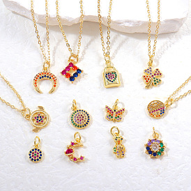 Minimalist Butterfly Moon Pendant Necklace for Women