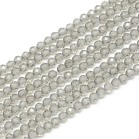 Natural Ice Obsidian Beads Strands, Faceted, Round