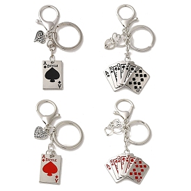 Alloy Playing Card Keychains, Poker