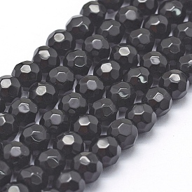 Natürlichen Obsidian Perlen Stränge, facettiert, Runde