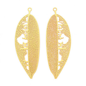 Латунные филигранные большие подвески, лист, гравированные металлические украшения