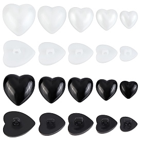 CHGCRAFT 100Pcs 10 Style 1-Hole Acrylic Shank Buttons, Heart