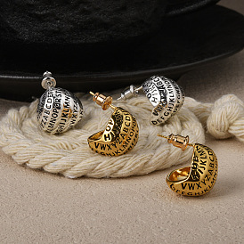 Женские серьги-гвоздики из латуни с надписью «капля»