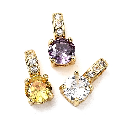 Круглые микро латунных проложит кубических прелести диоксида циркония, стойки покрытие, долговечный, без кадмия и без свинца, золотые