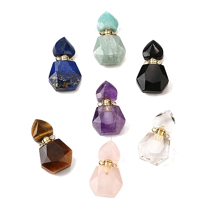 Подвески для флаконов духов из натуральных драгоценных камней, с 304 фурнитурой из нержавеющей стали, граненые, шестиугольные подвески для бутылок, золотые