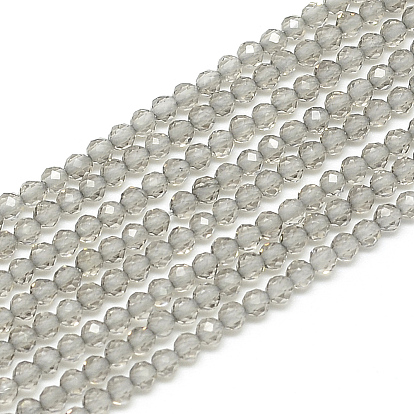 Natural Ice Obsidian Beads Strands, Faceted, Round