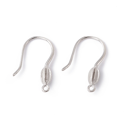 Rack Plating Brass Earring Hooks, with Horizontal Loops, Long-Lasting Plated, Cadmium Free & Lead Free