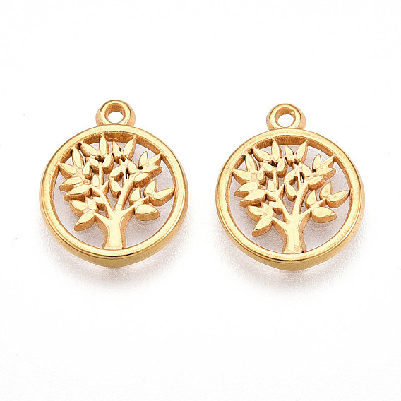 304 прелести нержавеющей стали, ионное покрытие (ip), плоская круглая с подвеской дерево жизни