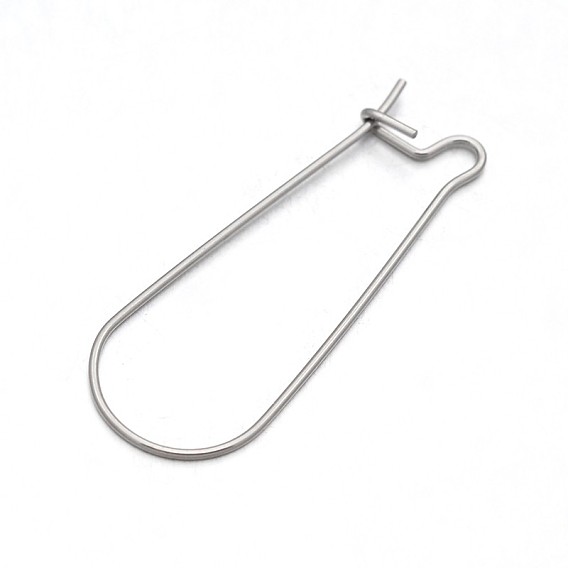 304 Stainless Steel Hoop Earring Settings, 22 Gauge, 33x12.5x0.5mm, Pin: 0.6mm