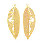 Латунные филигранные большие подвески, лист, гравированные металлические украшения