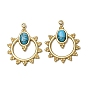 Dyed Synthetic Turquoise Pendants, 303 Stainless Steel Sun Bezeled Charms, Ion Plating(IP)