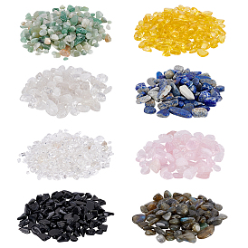 Aventurine verte naturelle et cristal de quartz et lapis-lazuli et cristal de quartz et perles de quartz rose et labradorite et obsidienne, perles synthétiques de citrine, non percé / pas de trou, puces