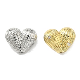 Латунные микропаве из прозрачного кубического циркония, сердце, без кадмия и без свинца, долговечный, стойки покрытие