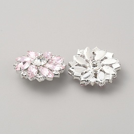 1 - пустые кнопки, горный хрусталь и стекло, , цветок