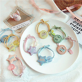 Delicate Cream-colored Matte Round Pentagram Cookie Hairband - Exquisite, Transparent Beads, Fairy.