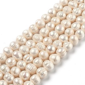 Нити из натурального культивированного пресноводного жемчуга, круглые