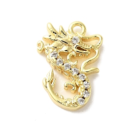 Brass Micro Pave Cubic Zirconia Charms, Dragon