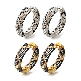 Rack Plating Brass Micro Pave Cubic Zirconia Hoop Earrings, Long-Lasting Plated, Lead Free & Cadmium Free