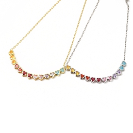 Красочное ожерелье с подвеской в виде сердца из кубического циркония, стеллаж для латунных украшений для женщин, без кадмия и без свинца