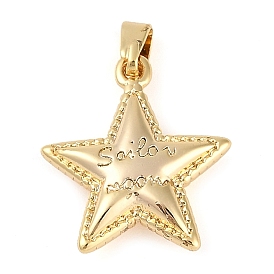 Rack Plating Brass Pendants, Lead Free & Cadmium Free,  Star Charms, with Jump Ring