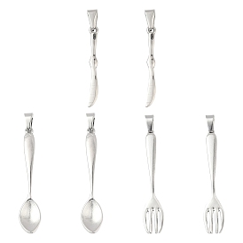 6 шт. 3 стили 304 большие подвески из нержавеющей стали, форма ложки/вилки/ножа