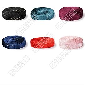 12m 6 Farben doppelseitiges Polyester-Samtband, für Geschenkverpackung und Festivaldekoration, Sternmuster mit Goldprägung