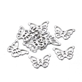 201 Stainless Steel Charms, Laser Cut, Hollow, Butterfly