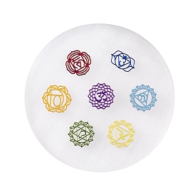 Flat Round Natural Selenite Slice Coasters, Reiki Stone for Chakra Balance, Crystal Healing