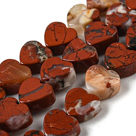 Natural Red Ocean Agate/Ocean Jasper Beads Strands, Heart