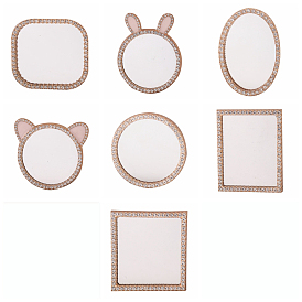 Миниатюрные зеркала из сплава, для украшения стен кукольного домика, прямоугольник/голова кролика/овал/голова медведя/плоский круглый/квадрат