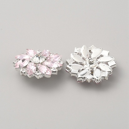 1 - пустые кнопки, горный хрусталь и стекло, , цветок