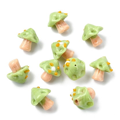 10шт. бусин ручной работы, изготовленных методом выдувания стекла, с неровной поверхностью, гриб