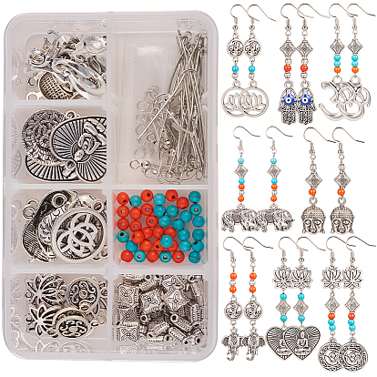 DIY Earring Making Sets, with Metal Findings, Alloy Pendants and Gemstone Beads