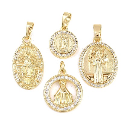 Религиозные латунные подвески с микропаве из прозрачного кубического циркония, без кадмия и без свинца