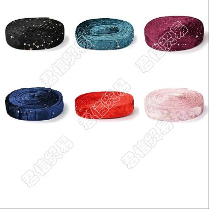 12m 6 Farben doppelseitiges Polyester-Samtband, für Geschenkverpackung und Festivaldekoration, Sternmuster mit Goldprägung
