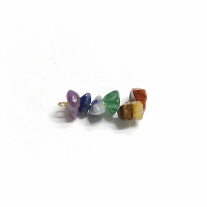 7 Chakra Gemstone Pendants, Natural Mixed Gems Chip Charms with Stainless Steel Loops