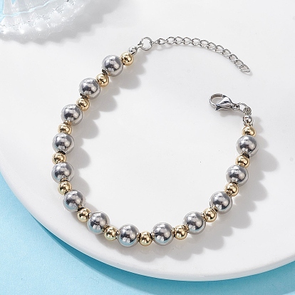 304 браслеты из нержавеющей стали с бусинами для женщин, круглые