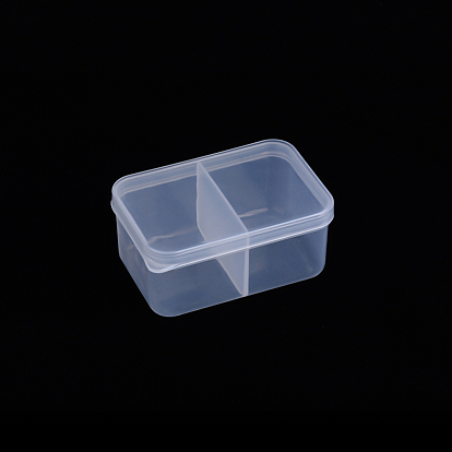 Polypropylene(PP) Bead Storage Container, 2 Compartment Organizer Boxes, with Lid, Rectangle