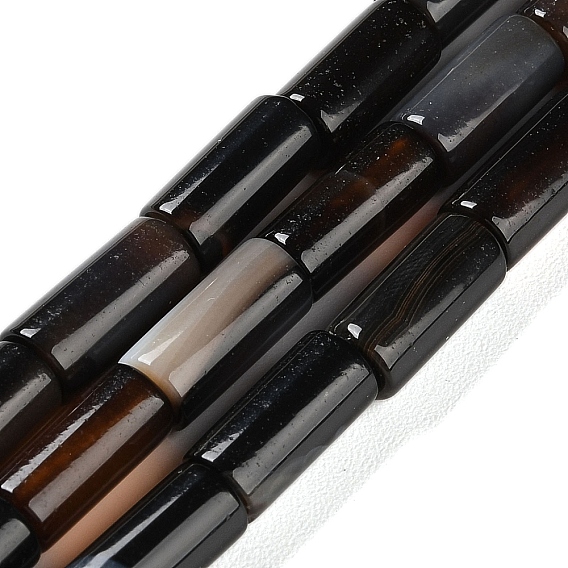 Натуральный черный агат бисер нитей, трубчатые цилиндрические бусины, окрашенная и подогревом, колонка