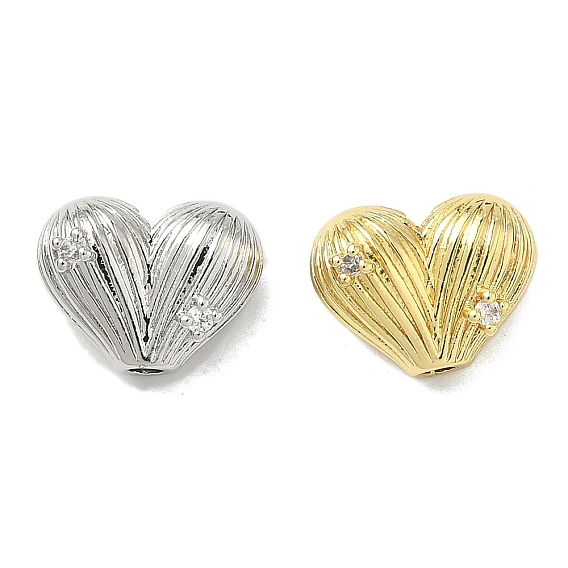 Латунные микропаве из прозрачного кубического циркония, сердце, без кадмия и без свинца, долговечный, стойки покрытие