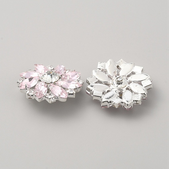 1 - пустые кнопки, горный хрусталь и стекло, , цветок