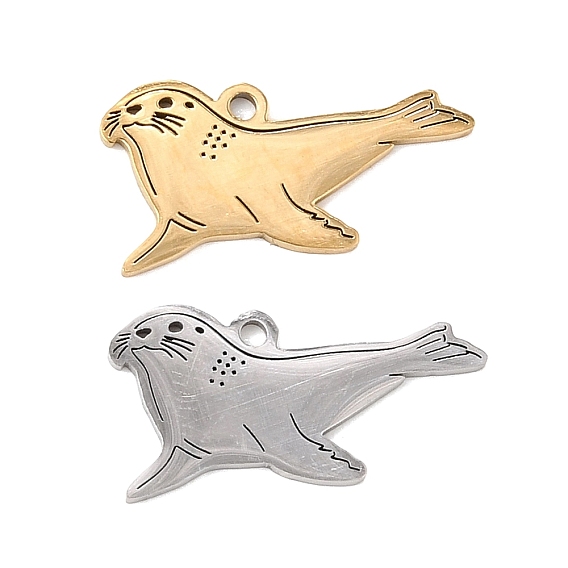 201 Stainless Steel Pendants, Sea Lion Charms