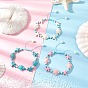 3Pcs 3 Styles Starfish & Turtle Synthetic Turquoise Beads Braided Bead Bracelets for Women
