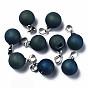 Natural Agate Charms, with Platinum Brass Findings, Rack Plating, Round