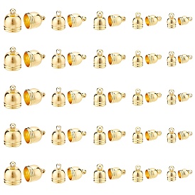 50Pcs 5 Style Brass Cord Ends, Long-Lasting Plated